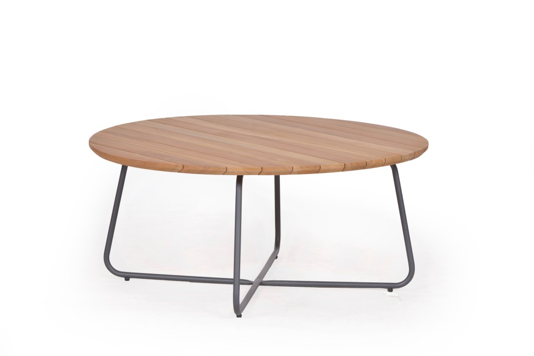 GURTEN Sofa Tisch mit Teakplatte DIA 90 cm